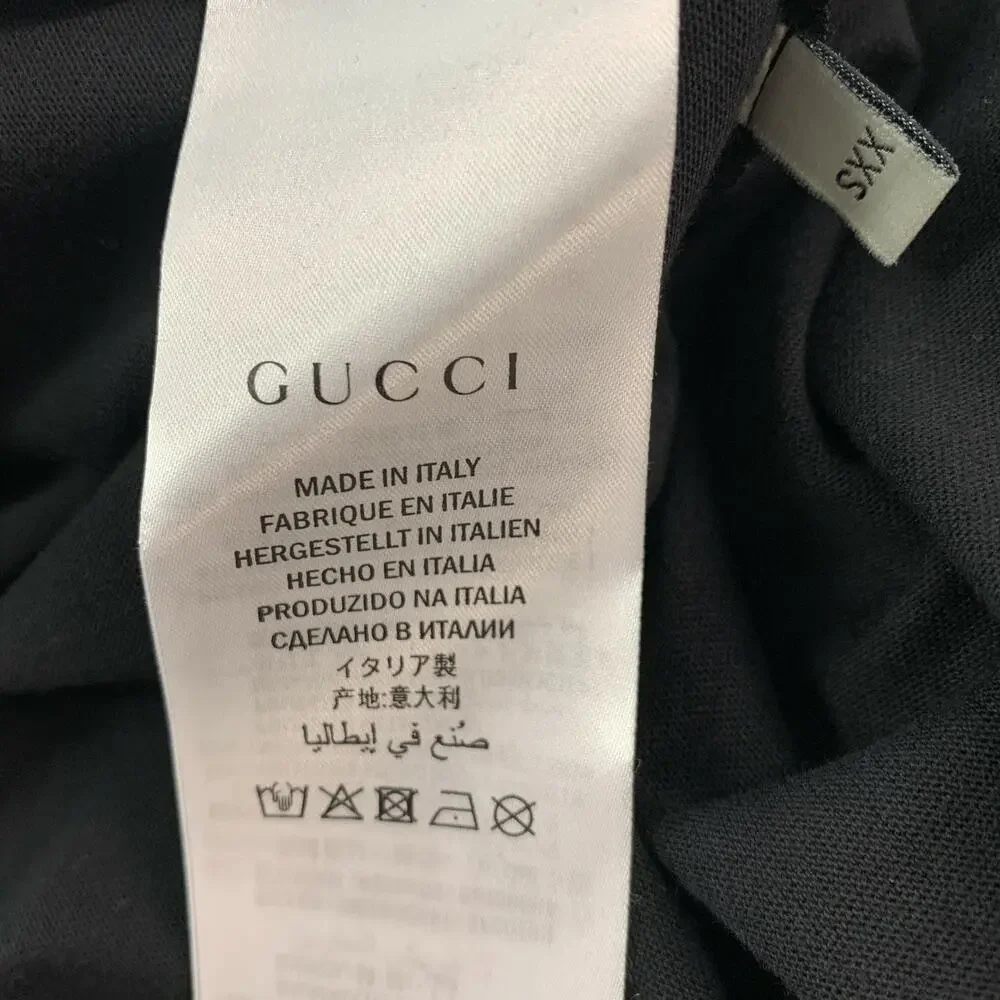 GUCCI Size XXS Black Gold Embroidery Cotton Sleeveless T-shirt
